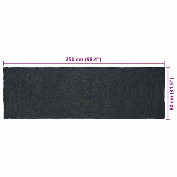 Килими за помещение Правоъгълна Тъмносиво 80 x 250 cm юта