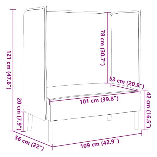 Диван с висока облегалка 101cm Розово текстил