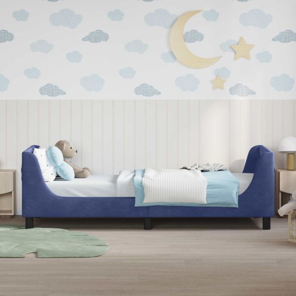 Легло за деца с табла Полицейско синьо 90 x 190 cm Кадифе