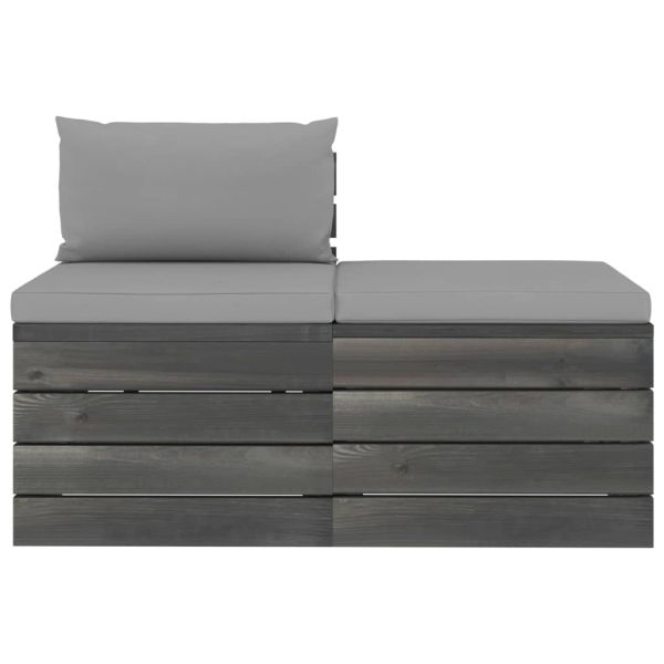 Градински мебели от палети 2 части с възглавници бор масив