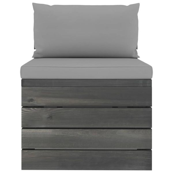 Градински мебели от палети 2 части с възглавници бор масив