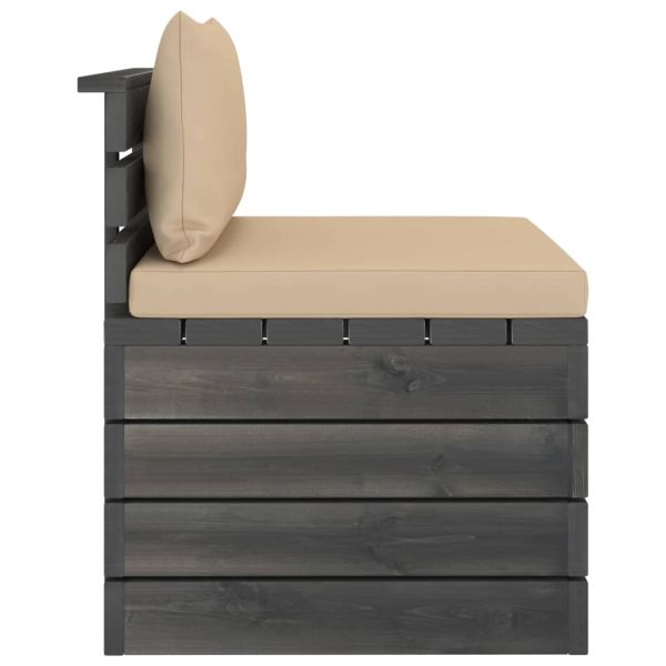 Градински мебели от палети, 2 части, с възглавници, бор масив