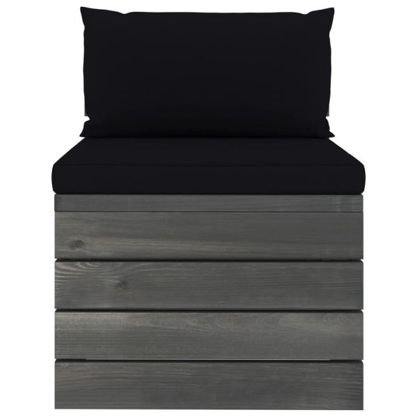 Градински мебели от палети 2 части с възглавници бор масив