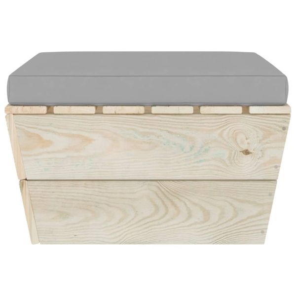 Градинска табуретка от палети с възглавница, импрегниран смърч