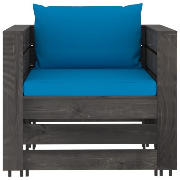 Градински лаундж комплект 2 части възглавници сива импрегнация