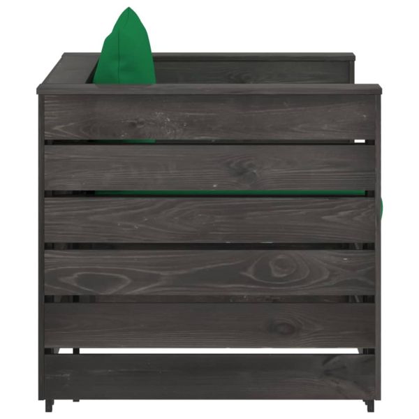 Градински лаундж комплект 2 части възглавници сива импрегнация