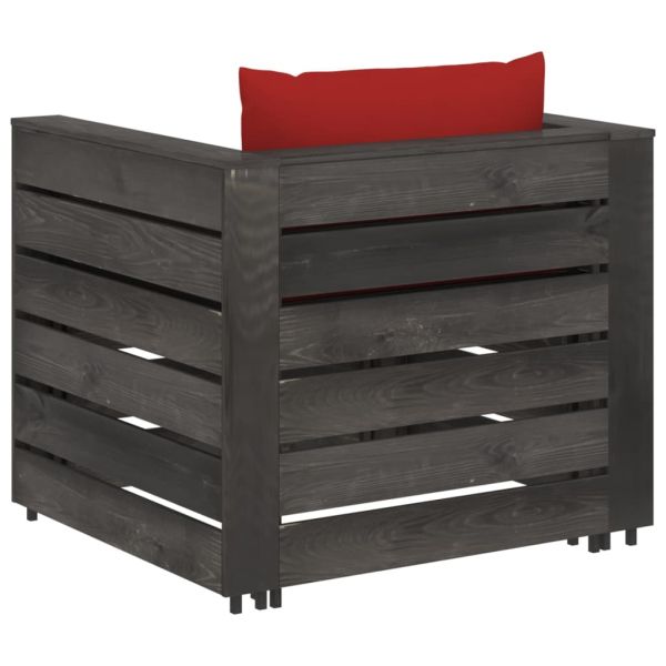 Градински лаундж комплект 2 части възглавници сива импрегнация