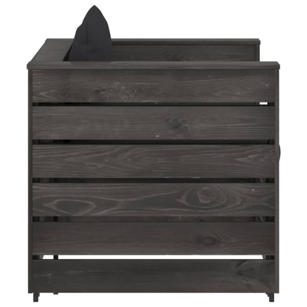 Градински лаундж комплект 2 части възглавници сива импрегнация