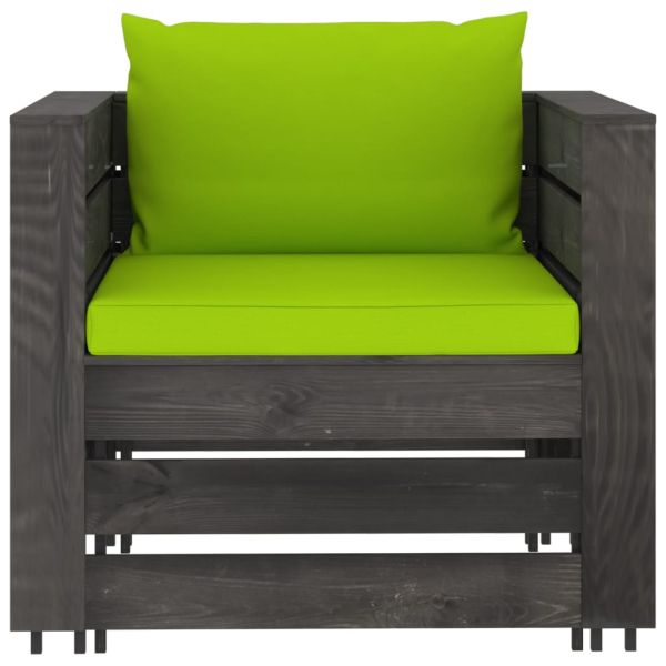 Градински лаундж комплект 2 части възглавници сива импрегнация