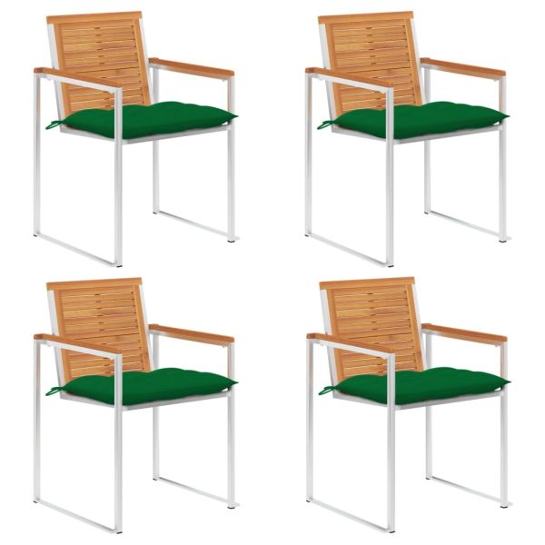 Градински столове 4 бр с възглавници масивно акациево дърво