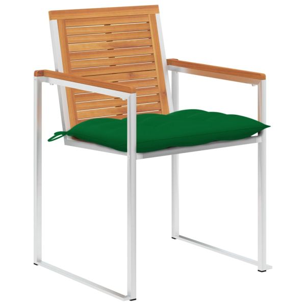 Градински столове 4 бр с възглавници масивно акациево дърво