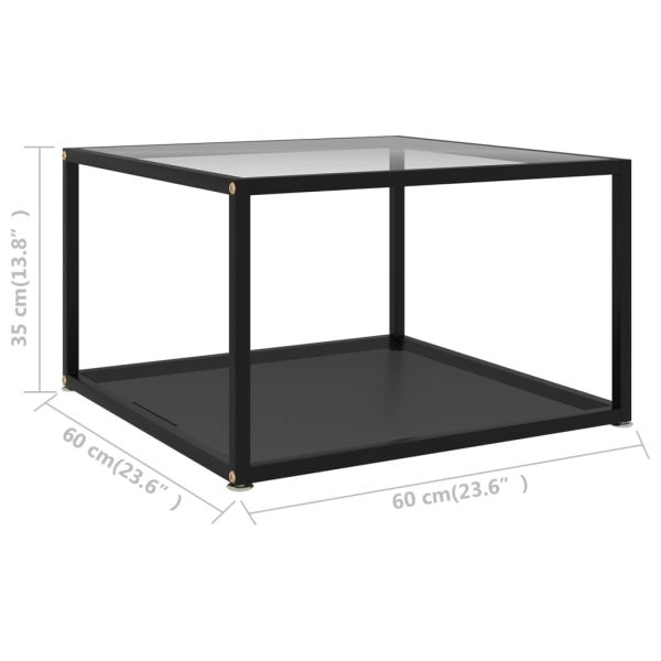 322891 Coffee Table Transparent and Black 60x60x35 cm Tempered Glass