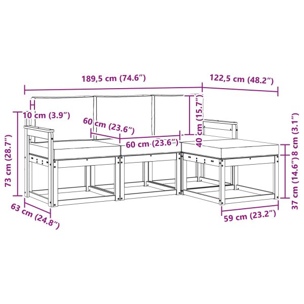 Комплект дивани за открито 4 pcs Натурален и Бежов