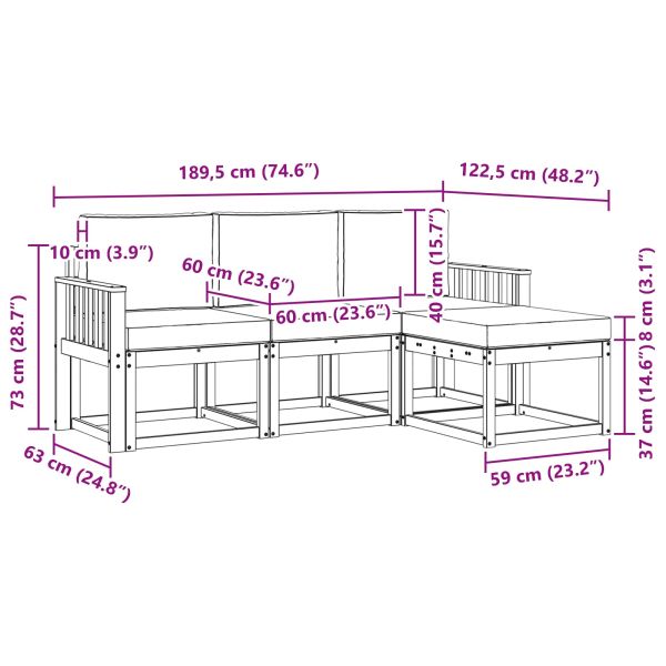 Комплект дивани за открито 4 pcs Натурален и Бежов