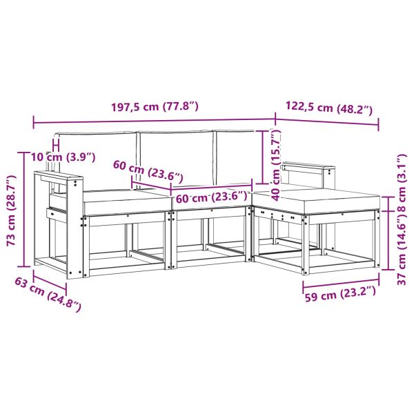 Комплект дивани за открито 4 pcs Натурален и Бежов