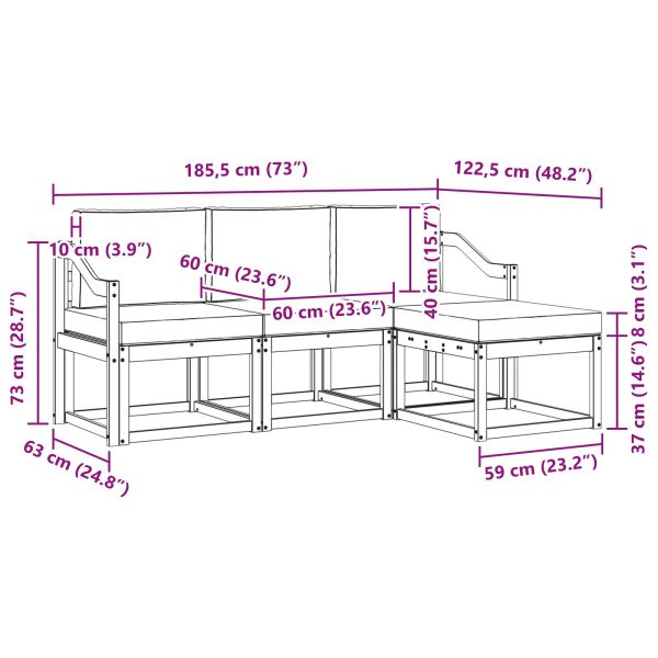 Комплект дивани за открито 4 pcs Натурален и Бежов