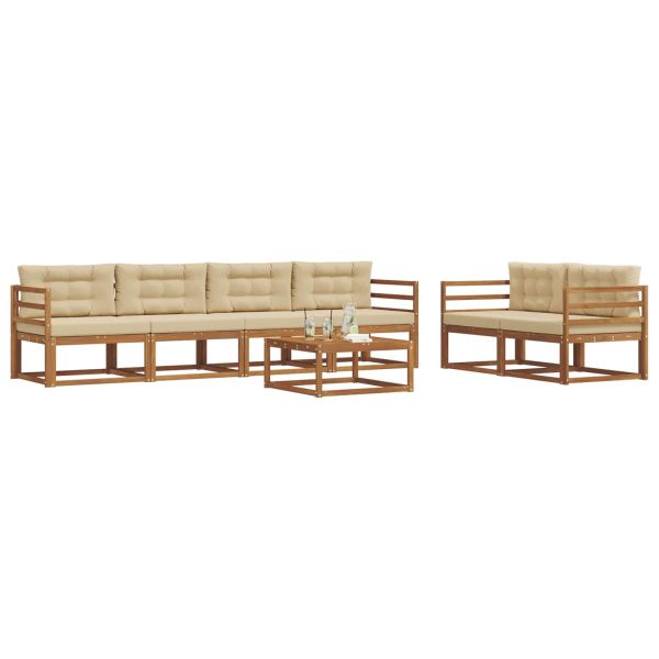 Комплект дивани за открито 7 pcs Натурален и Бежов