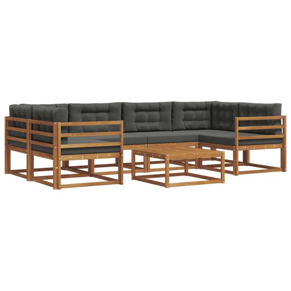 Комплект дивани за открито 7 pcs Натурален и Антрацит