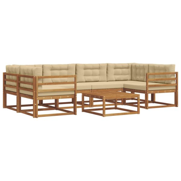 Комплект дивани за открито 7 pcs Натурален и Бежов