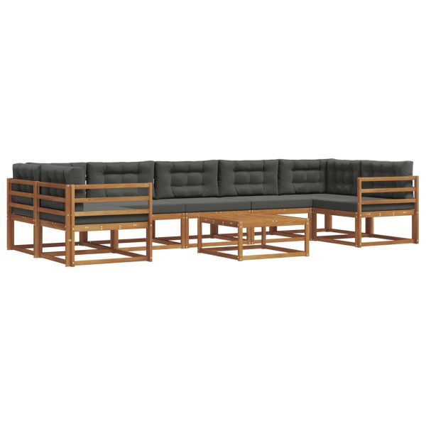 Комплект дивани за открито 8 pcs Натурален и Антрацит