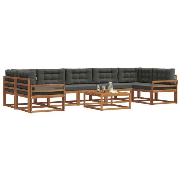 Комплект дивани за открито 8 pcs Натурален и Антрацит