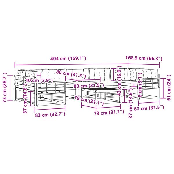 Комплект дивани за открито 8 pcs Естествено и светло сиво