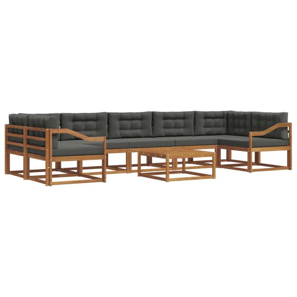Комплект дивани за открито 8 pcs Натурален и Антрацит