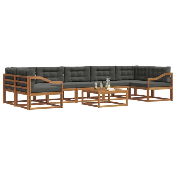 Комплект дивани за открито 8 pcs Натурален и Антрацит