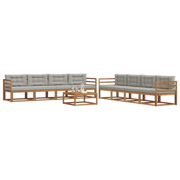 Комплект дивани за открито 9 pcs Естествено и светло сиво