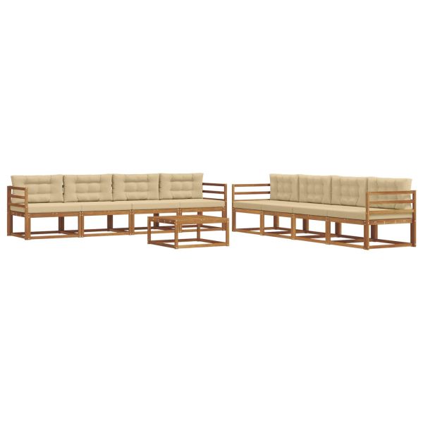 Комплект дивани за открито 9 pcs Натурален и Бежов