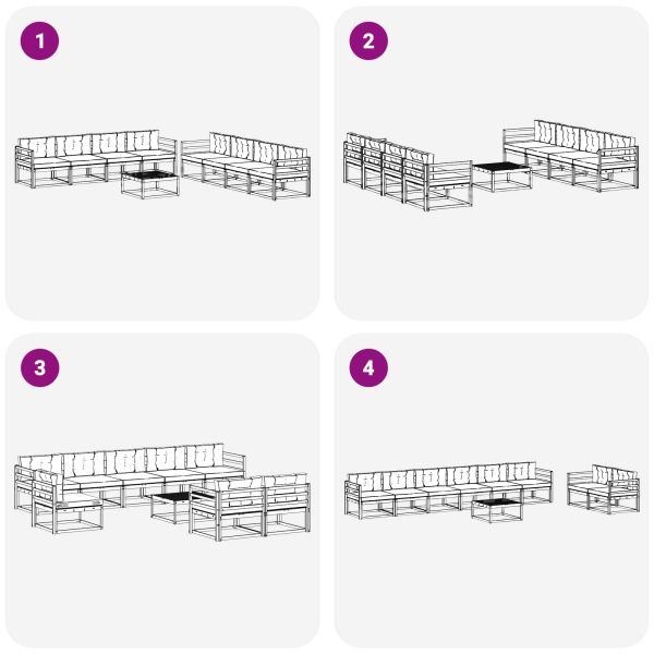 Комплект дивани за открито 9 pcs Натурален и Бежов