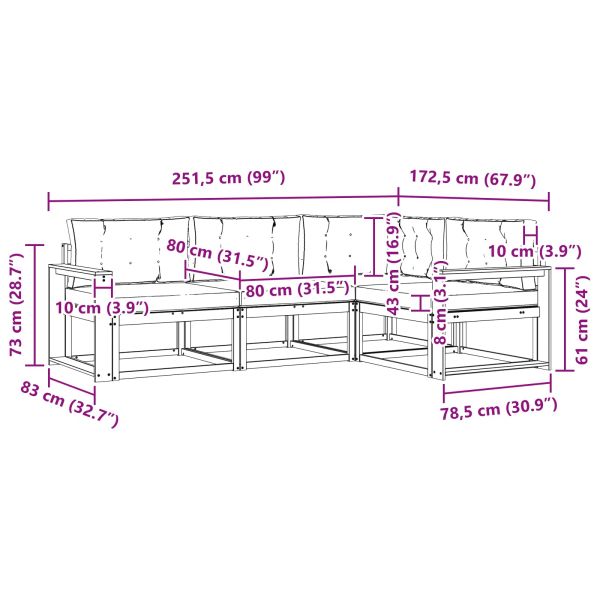 Комплект дивани за открито 4 pcs Натурален и Бежов