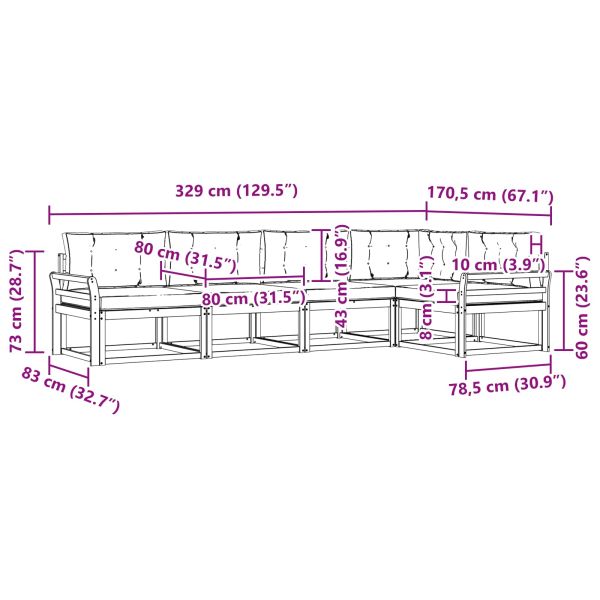 Комплект дивани за открито 5 pcs Натурален и Бежов