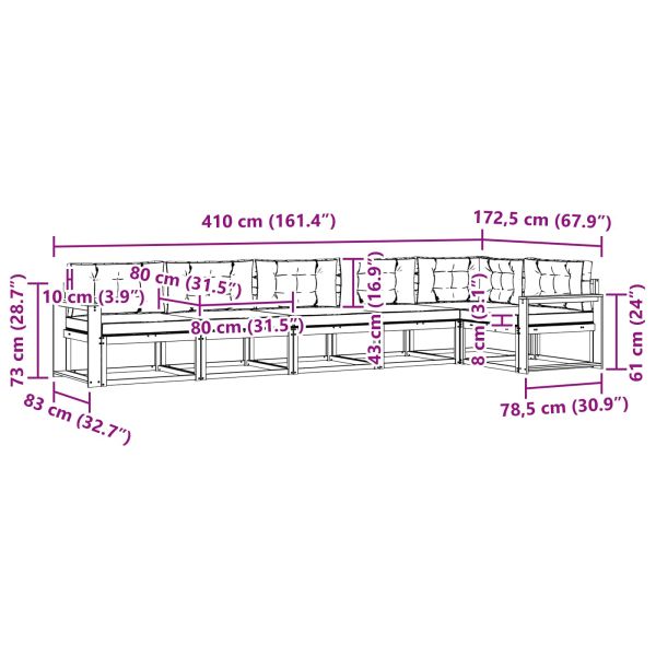 Комплект дивани за открито 6 pcs Натурален и Антрацит