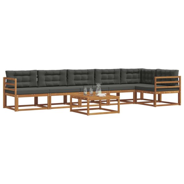 Комплект дивани за открито 7 pcs Натурален и Антрацит