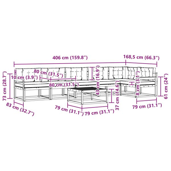 Комплект дивани за открито 7 pcs Натурален и Антрацит