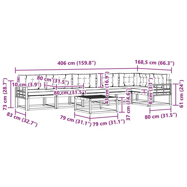 Комплект дивани за открито 7 pcs Естествено и светло сиво