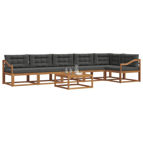Комплект дивани за открито 7 pcs Натурален и Антрацит