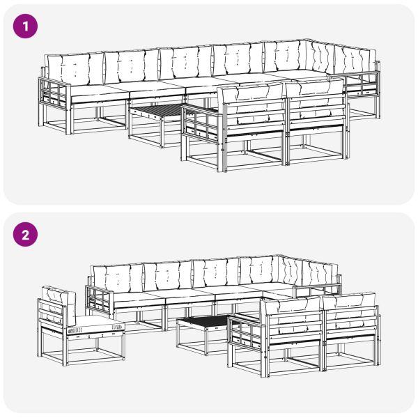 Комплект дивани за открито 9 pcs Натурален и Антрацит
