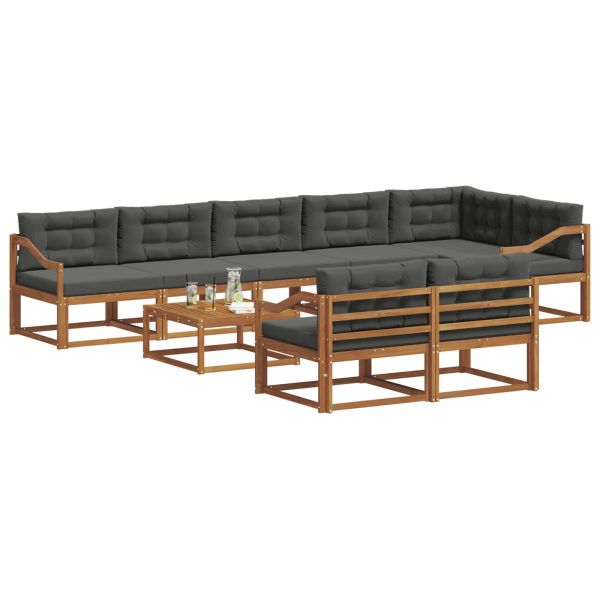 Комплект дивани за открито 9 pcs Натурален и Антрацит