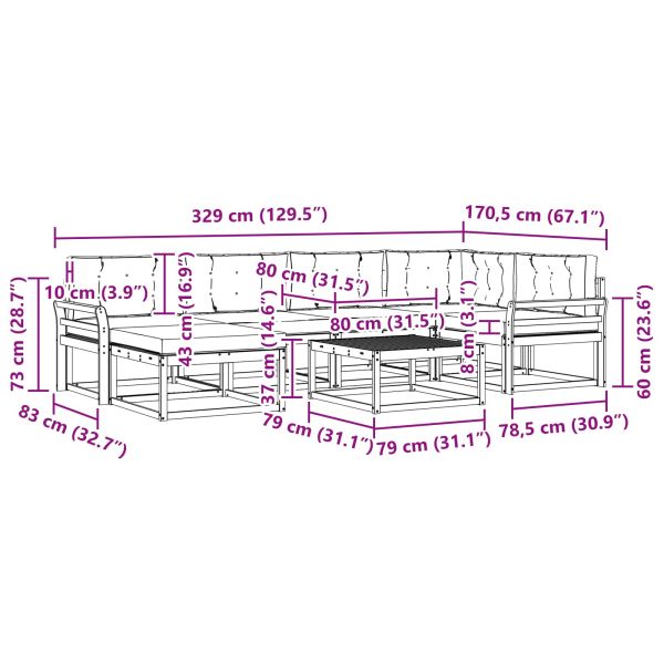 Комплект дивани за открито 7 pcs Натурален и Бежов