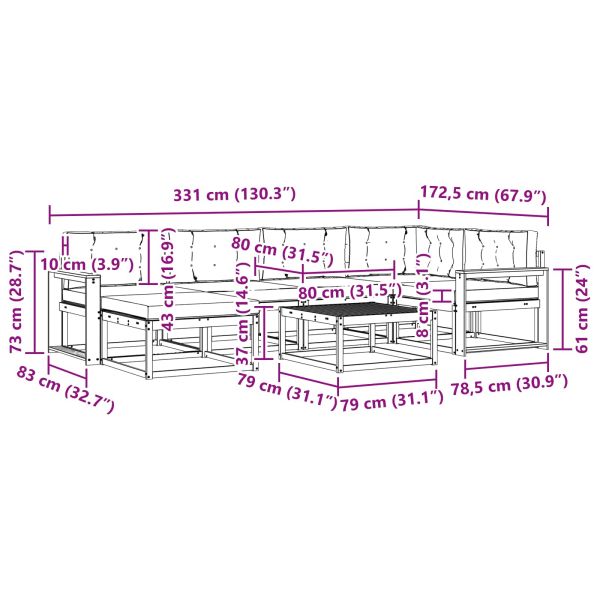 Комплект дивани за открито 7 pcs Натурален и Бежов