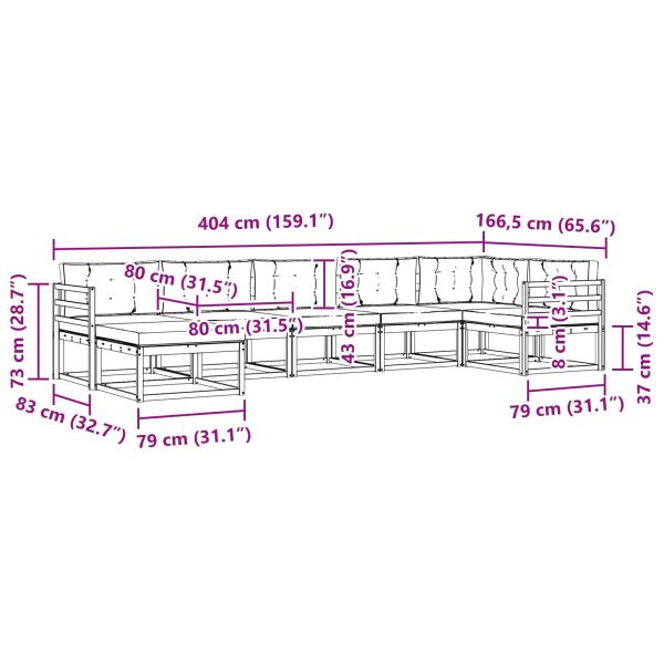 Комплект дивани за открито 7 pcs Естествено и светло сиво