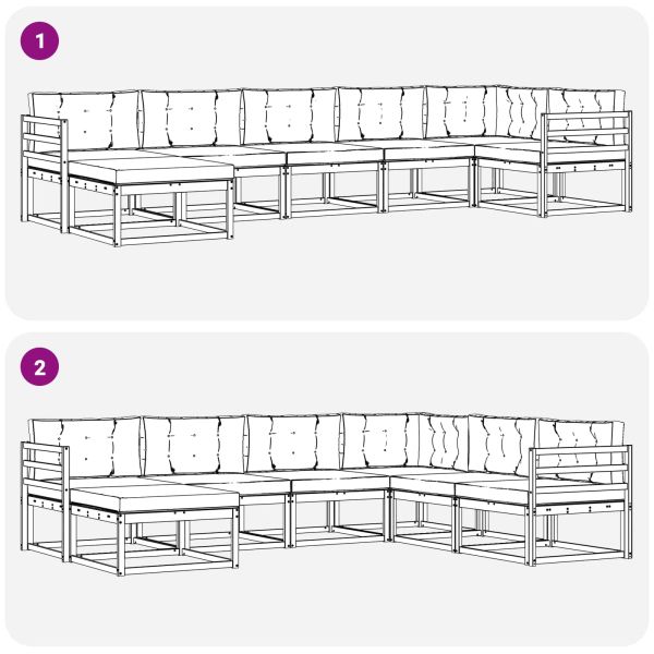 Комплект дивани за открито 7 pcs Натурален и Антрацит