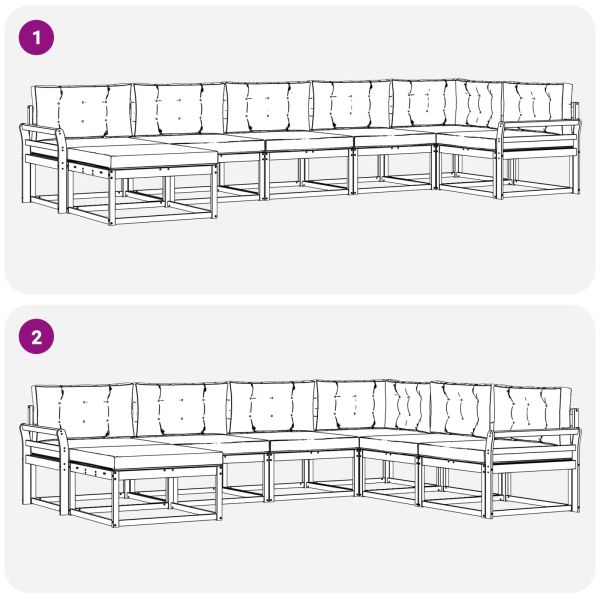 Комплект дивани за открито 7 pcs Натурален и Антрацит