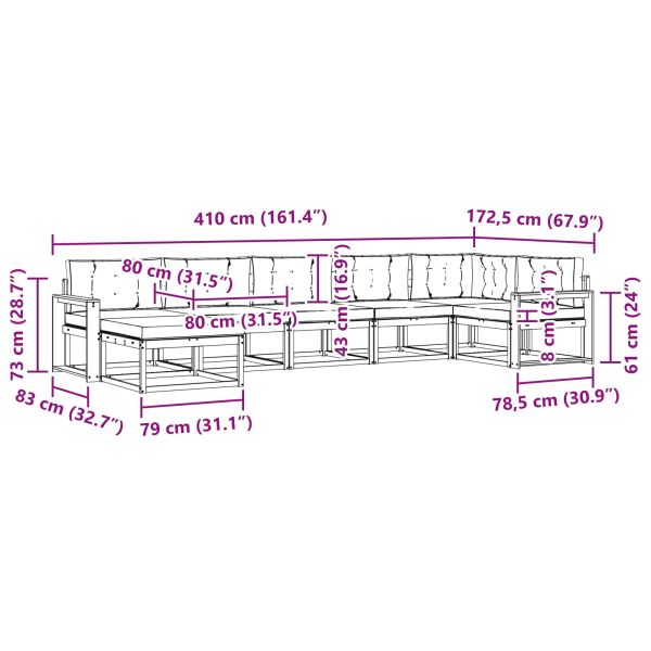 Комплект дивани за открито 7 pcs Натурален и Бежов
