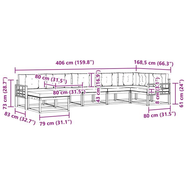Комплект дивани за открито 7 pcs Натурален и Антрацит