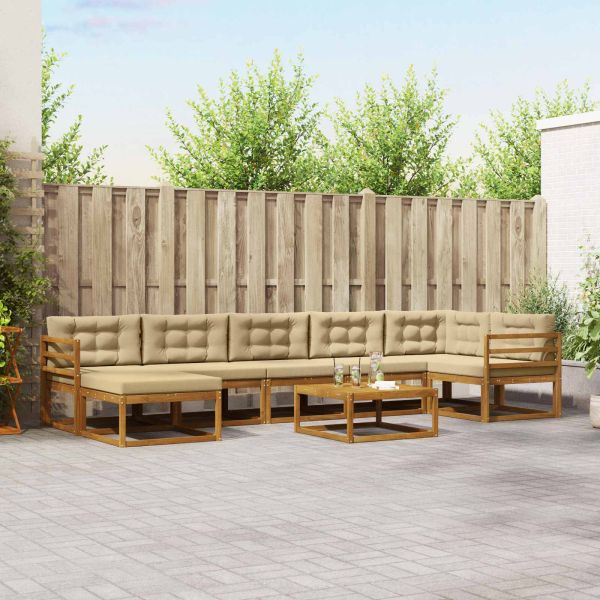 Комплект дивани за открито 8 pcs Натурален и Бежов