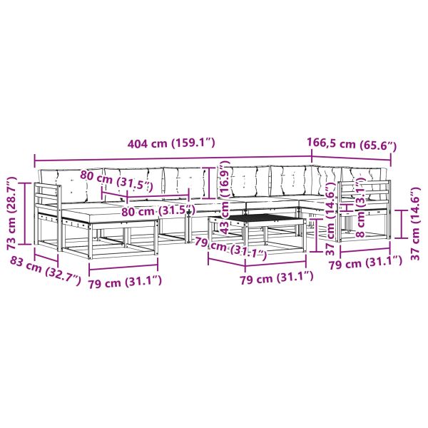 Комплект дивани за открито 8 pcs Натурален и Бежов