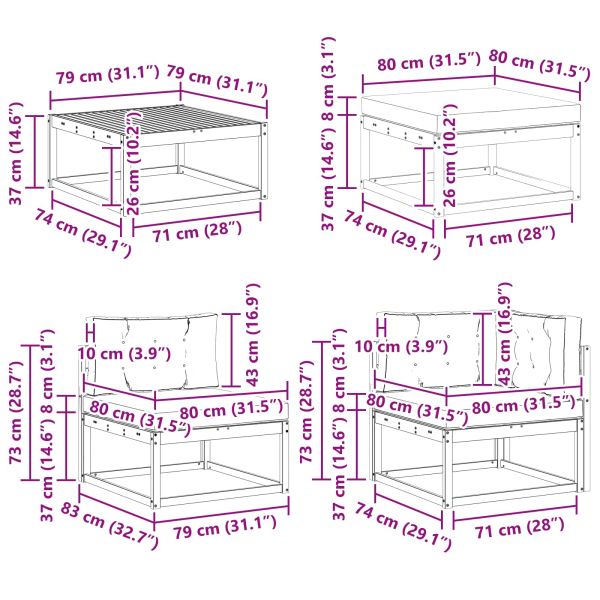 Комплект дивани за открито 9 pcs Натурален и Бежов